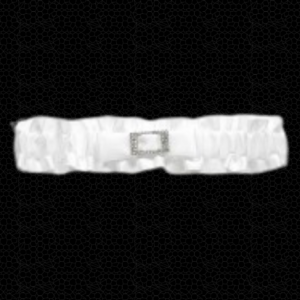 White satin garter with diamond embellishments