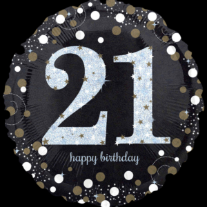 happy birthday 21 black balloon
