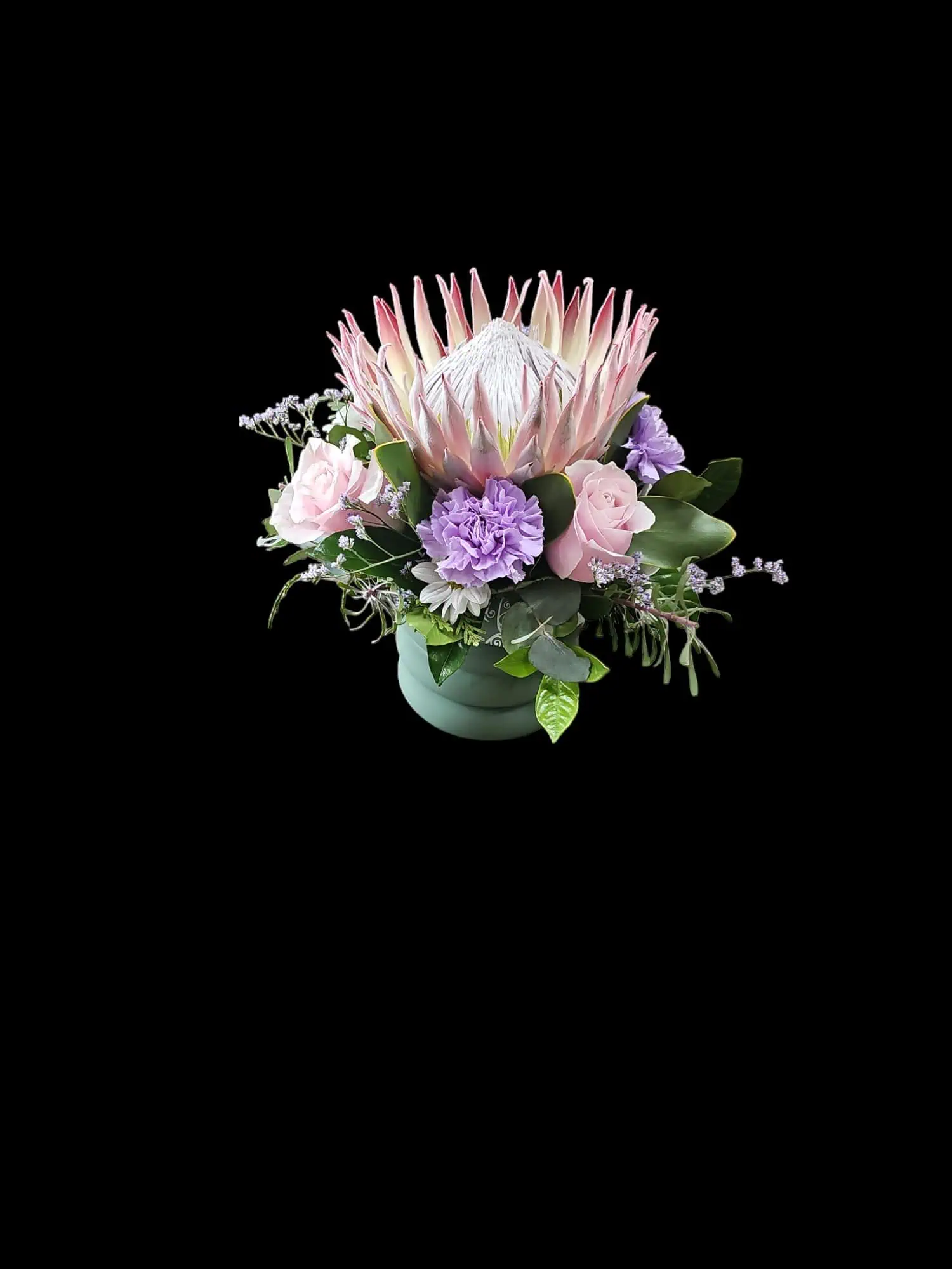 baby pink flower arrangement