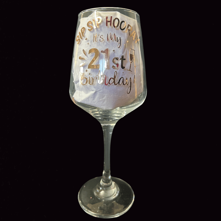 SIP SIP HOORAY 21ST BIRTHDAY WINE GLASS