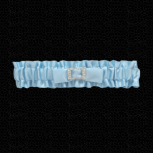 Blue satin garter with diamond embellishments