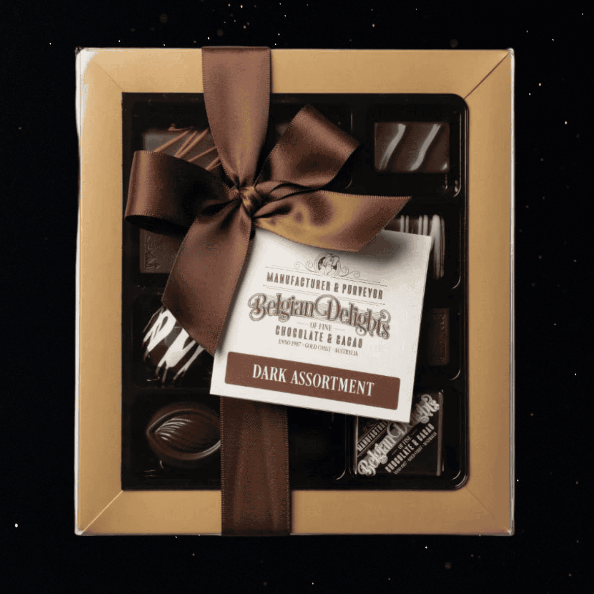 BELGIAN DELIGHTS ASSORTED DARK CHOCOLATE BOX