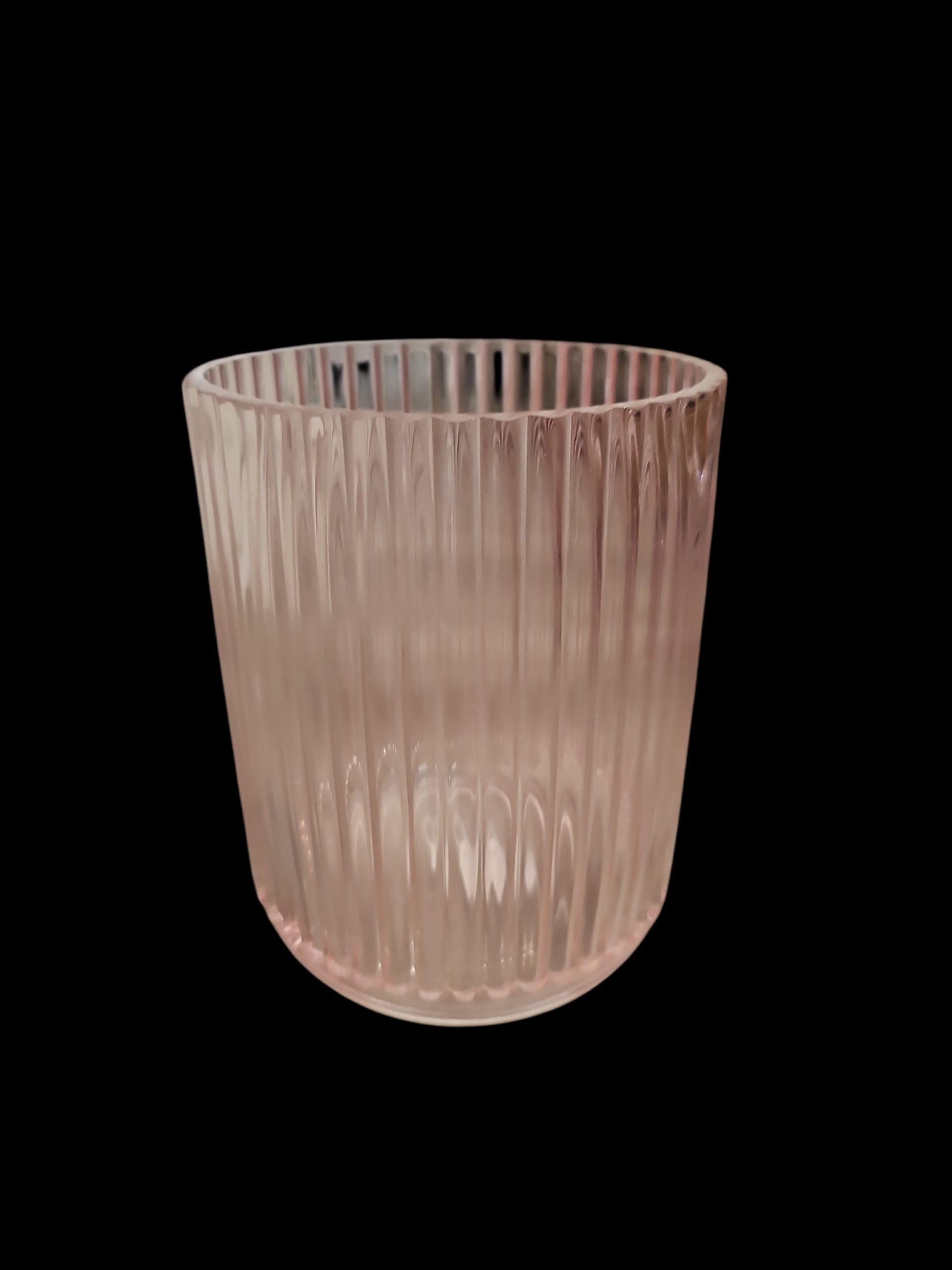 Blush Ribbed Glass Vase