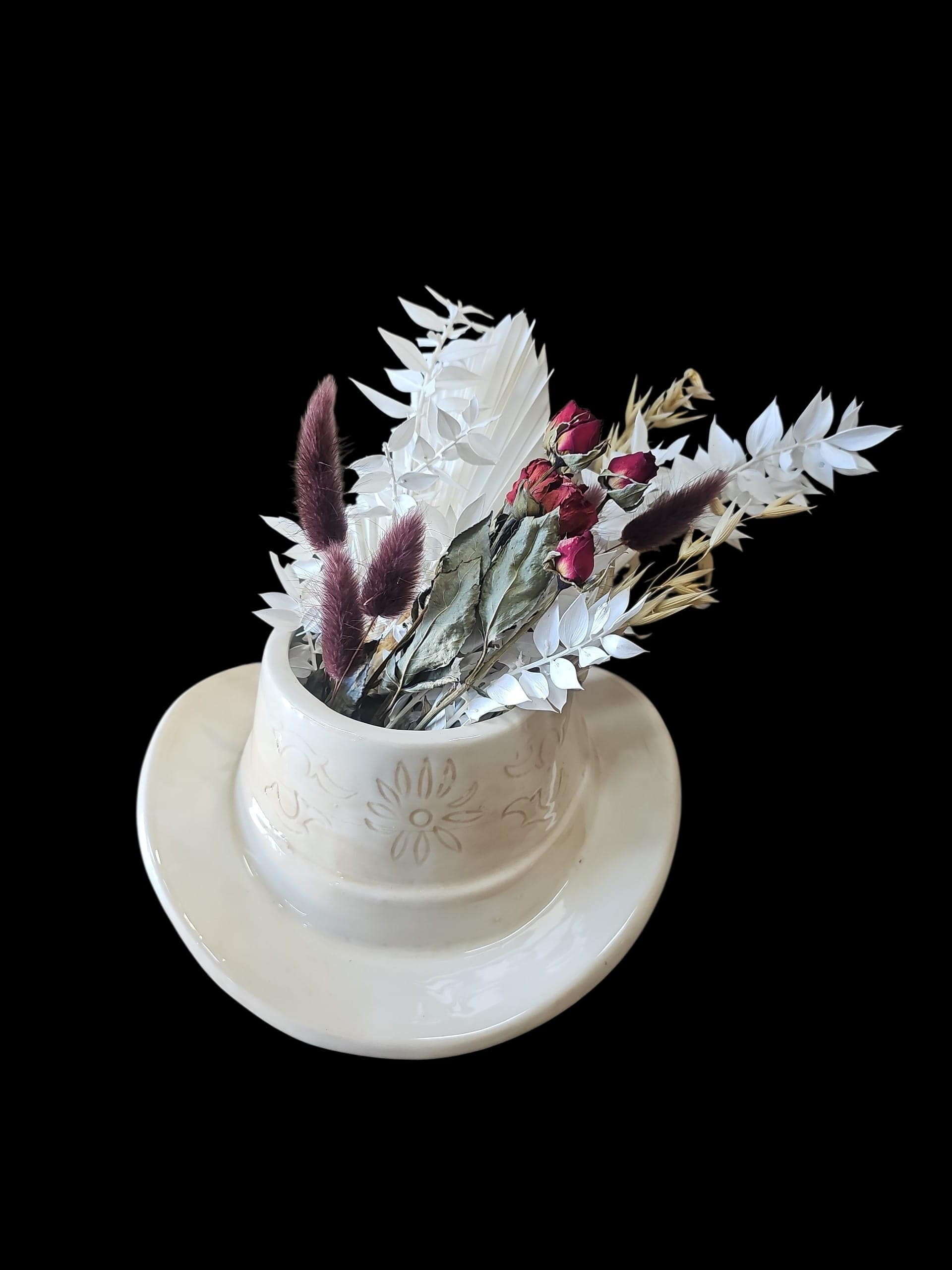 Cowgirl Blooms- Dried and Preserved Floral Cowgirl Hat Arrangement