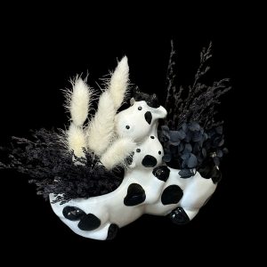 Dried and Preserved arrangement created in a cow planter from Linard Floral in Kingaroy